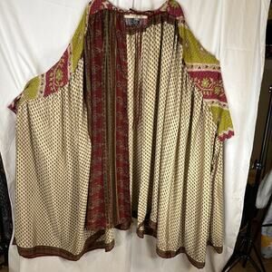 Free Size Kantha Bae Fleetwood Kimono Vtg Sari Cotton Silk Boho Flowy Floral